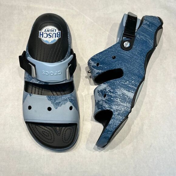 Busch Light x Crocs All-Terrain Sandals Mens Sz 14 Blue Beer Adjustable Open Toe main image 5